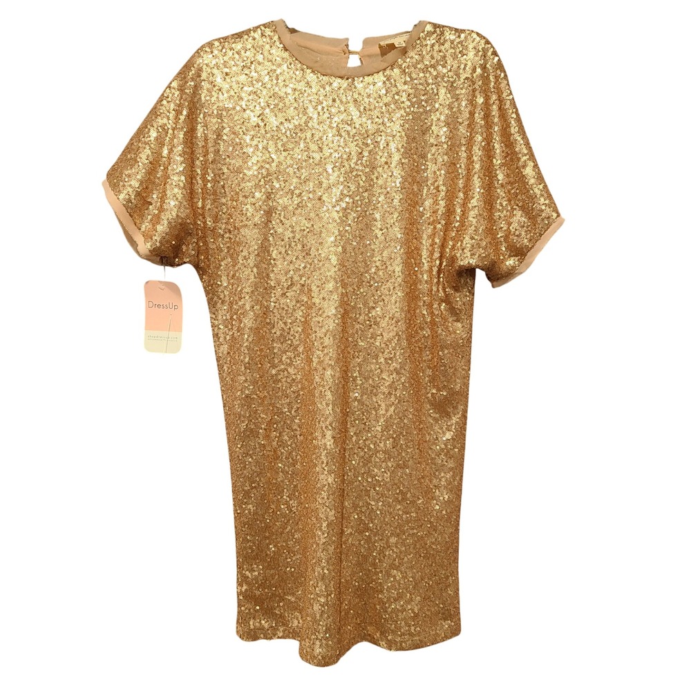 Dress Up Women Rose Gold Sequin Mini Dress Medium NWT